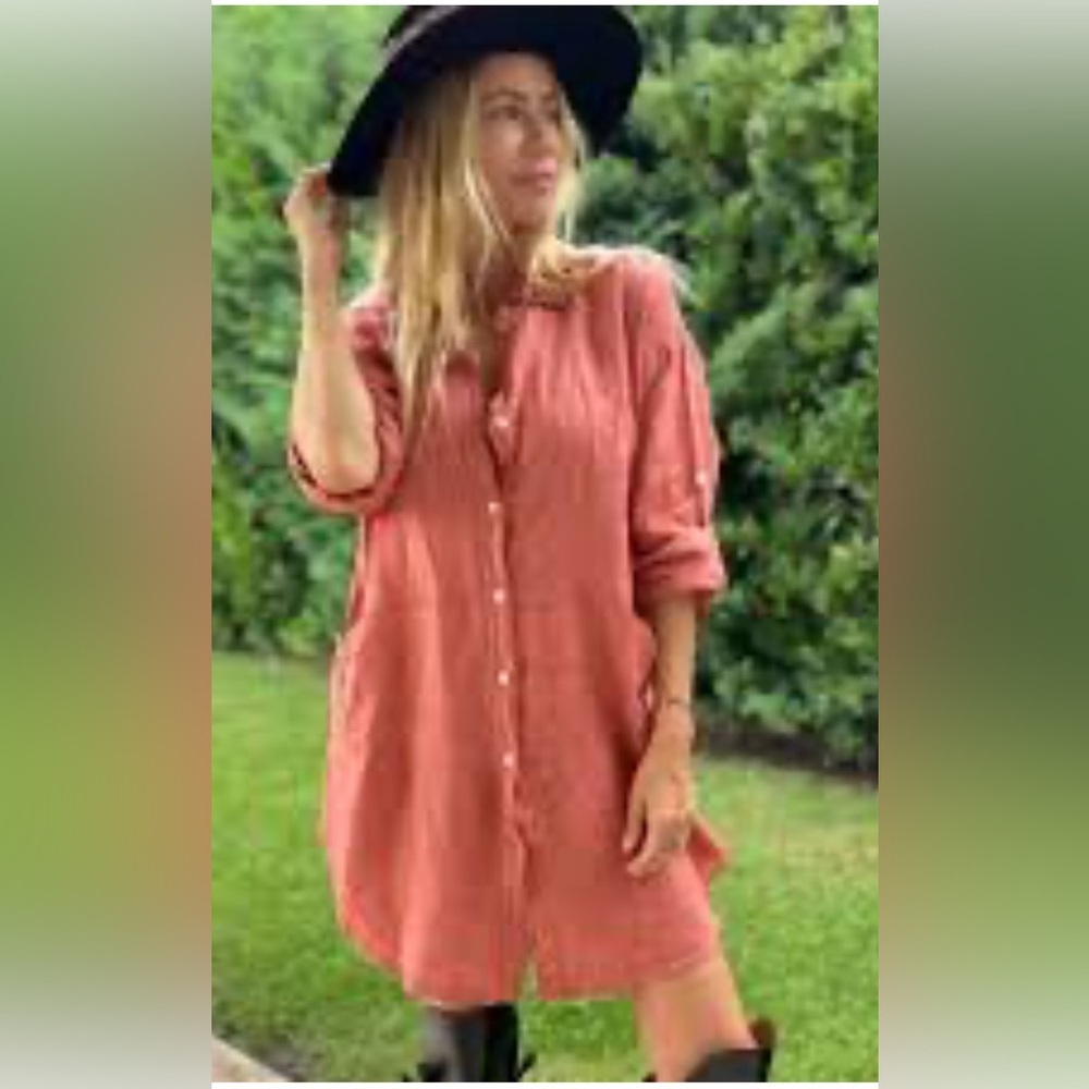 Chic Coral Button-Up Shirt